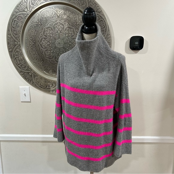 Autumn Cashmere Brenton Striped Funnel Neck sweater - Size M - Picture 2 of 8